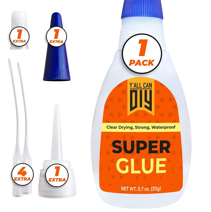 Y'allCanDiy Super Glue 1 Pk x 0.7 Oz (20g) - Superglue for Crafts Plastic, Wood, Metal, & Repair, Instant Glue, Cyanoacrylate Adhesive, Quick Dry Premium 1 Pack Glue