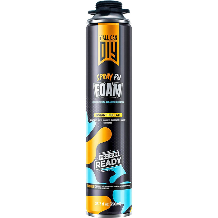 Y’allCanDiy Spray Foam Insulation Kit (18 Pack) – Expanding Foam Sealant for Thermal & Acoustic Insulation – Closed-Cell, High R-Value 5.66, Covers up to 360 Board feet/sq. ft., Seals Gaps & Cracks