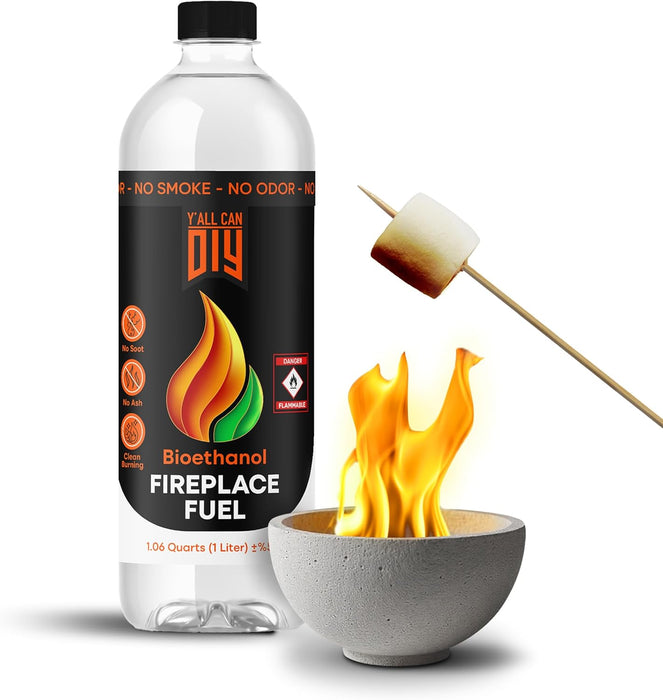 Bioethanol Fireplace Fuel 1 Liter - Bio Ethanol Fuel for Table Top Fire Pit, Renewable Ethanol Fire Pit Fuel Burners, Clean Burning, Odorless, and Smokeless Bioethanol Fuel for Tabletop Fireplaces