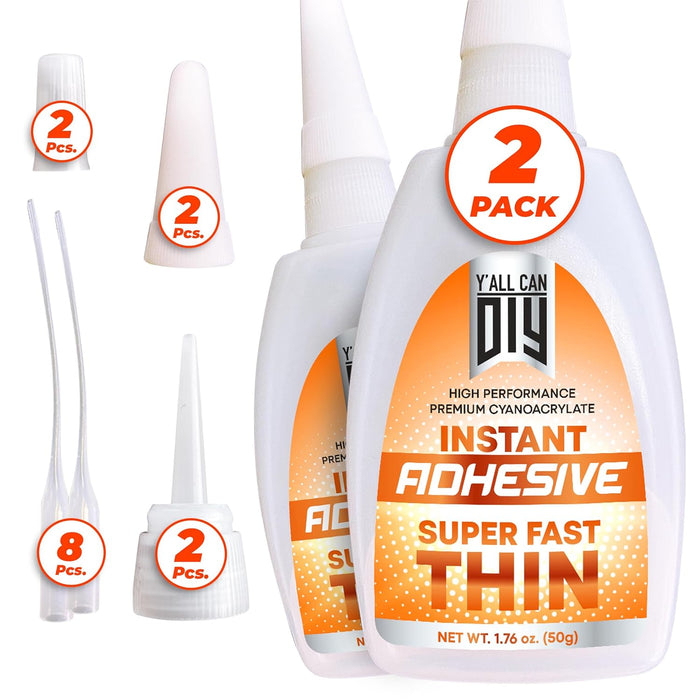 2 Pk X 1.76 Oz. (50g) CA Glue - Thin Cyanoacrylate Glue for Woodworking - Model Car Adhesive, Strong Bonds in Model Airplane, Wood Projects. Fast Drying, Instant Wood Bond