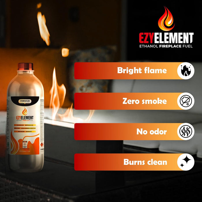 Bioethanol Fireplace Fuel – 1 Liter | Clean, Odorless & Smokeless Burning for Tabletop Fireplaces, Fire Pits & Ethanol Burners: Renewable, Eco-Friendly Fuel for a Warm and Inviting Ambiance