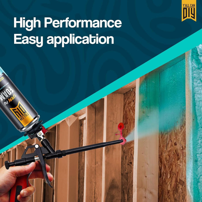 Y’allCanDiy Spray Foam Insulation Kit (12 Pack) – Expanding Sealant for Thermal & Sound Insulation – Closed-Cell, High R-Value 5.66, Covers up to 240 Board feet/sq. ft., Fills Gaps & Cracks
