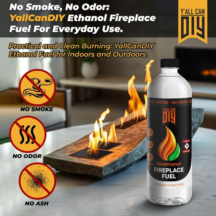 Bioethanol Fireplace Fuel 1 Liter - Bio Ethanol Fuel for Table Top Fire Pit, Renewable Ethanol Fire Pit Fuel Burners, Clean Burning, Odorless, and Smokeless Bioethanol Fuel for Tabletop Fireplaces