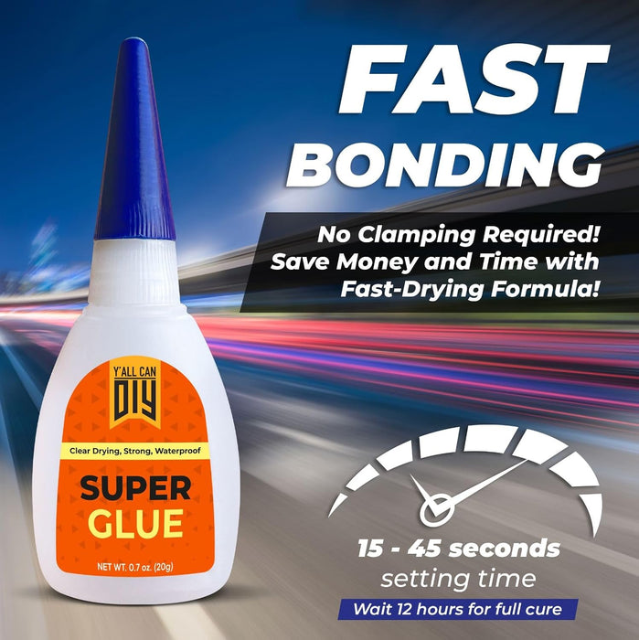 Y'allCanDiy Super Glue 1 Pk x 0.7 Oz (20g) - Superglue for Crafts Plastic, Wood, Metal, & Repair, Instant Glue, Cyanoacrylate Adhesive, Quick Dry Premium 1 Pack Glue