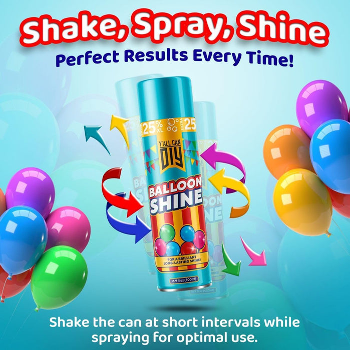 Balloon Shine Spray 1x16.9 fl.oz. - High-Gloss Finish for Latex Balloons, Waterproof & Smudge-Free Globos Spray Shine to Last Longer, Perfect for Party Decorations, Weddings, and Events - Mega Shine