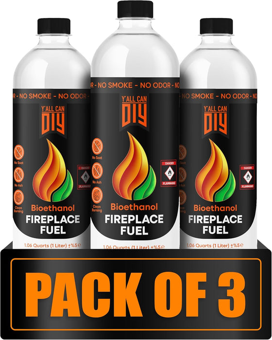 Bioethanol Fireplace Fuel 1 Liter - Bio Ethanol Fuel for Table Top Fire Pit, Renewable Ethanol Fire Pit Fuel Burners, Clean Burning, Odorless, and Smokeless Bioethanol Fuel for Tabletop Fireplaces