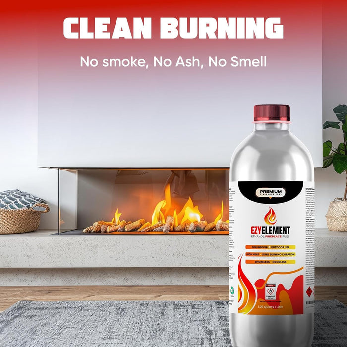 Bioethanol Fireplace Fuel – 1 Liter | Clean, Odorless & Smokeless Burning for Tabletop Fireplaces, Fire Pits & Ethanol Burners: Renewable, Eco-Friendly Fuel for a Warm and Inviting Ambiance