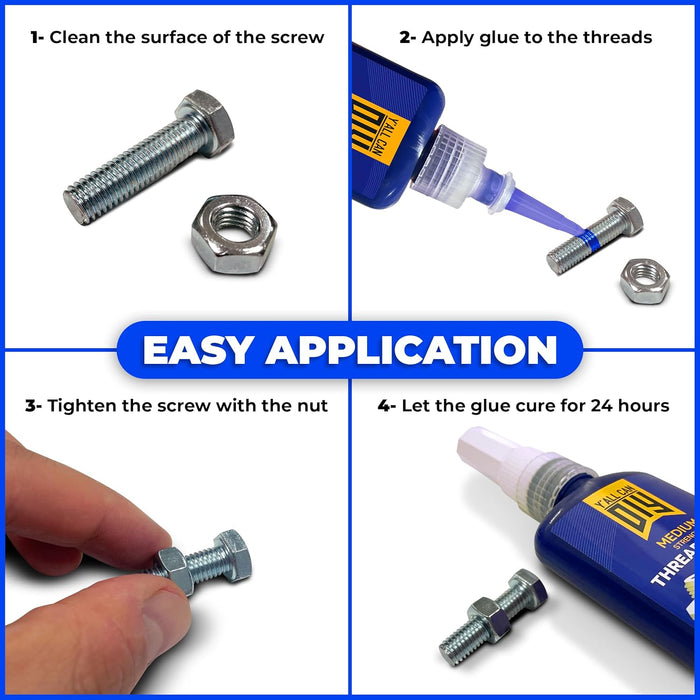 2 Pk x 1.69 fl.oz. Medium-Strength Blue Threadlocker for Nuts, Bolts & Fasteners, Removable Lock Tight, Ensure Ultimate Thread Lock, Anaerobic Locktight 243 Thread Locker Screw Glue