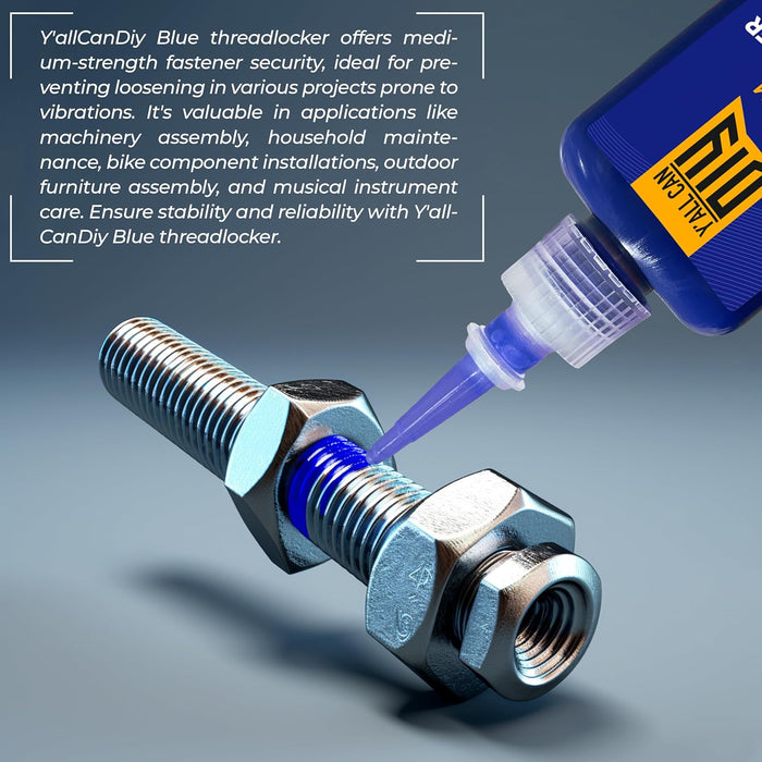 2 Pk x 1.69 fl.oz. Medium-Strength Blue Threadlocker for Nuts, Bolts & Fasteners, Removable Lock Tight, Ensure Ultimate Thread Lock, Anaerobic Locktight 243 Thread Locker Screw Glue