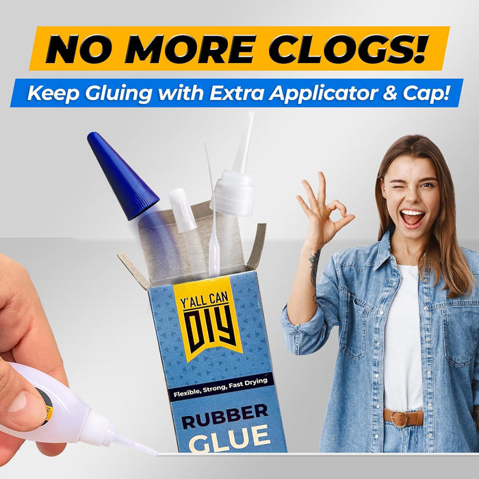 Y'allCanDiy Super Glue for Rubber - Cyanoacrylate Based Adhesive for RC Tires, Seals , Gaskets, Soles, Hose, Mat & Neoprene, Automotive Parts Repair. Heavy Duty, Waterproof