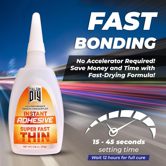 2 Pk X 1.76 Oz. (50g) CA Glue - Thin Cyanoacrylate Glue for Woodworking - Model Car Adhesive, Strong Bonds in Model Airplane, Wood Projects. Fast Drying, Instant Wood Bond