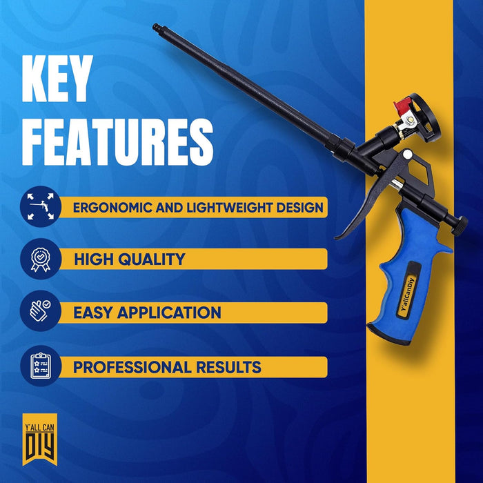 Y’allCanDiy PU Foam Gun Set – High-Precision Foam Dispensing Tool for Insulation, Sealing & Gap Filling - Color May Vary - 1 Pack