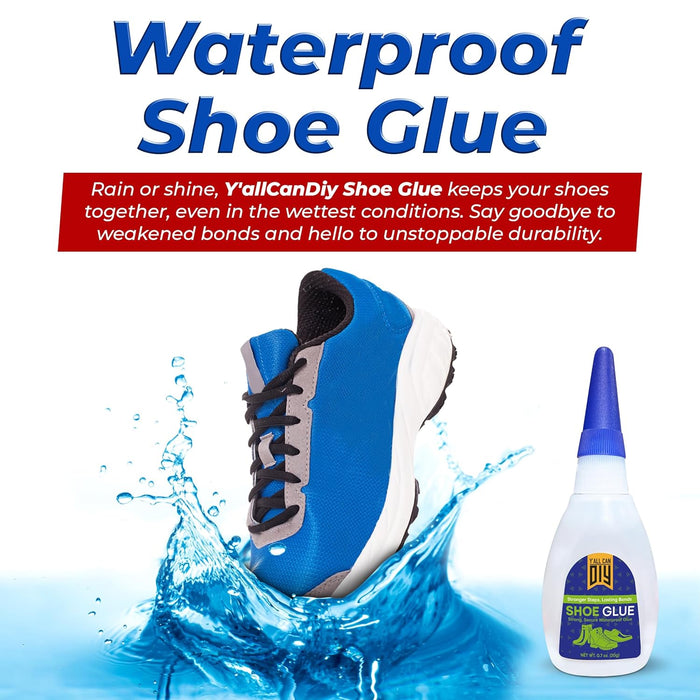 Y'allCanDiy Professional Grade Cyanoacrylate Based Shoe Glue 4 Pk x .7 Oz. (20g) Industrial Strength Leather, Rubber & Sneaker Sole Adhesive. Heavy Duty with Extra Applicator