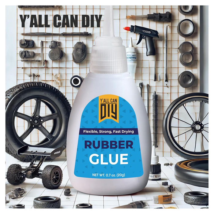Y'allCanDiy Super Glue for Rubber - Cyanoacrylate Based Adhesive for RC Tires, Seals , Gaskets, Soles, Hose, Mat & Neoprene, Automotive Parts Repair. Heavy Duty, Waterproof