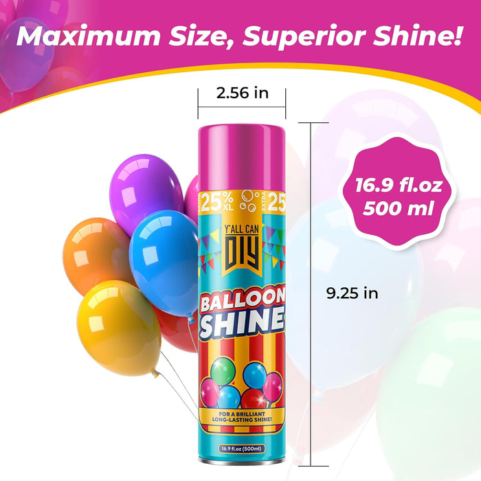 Balloon Shine Spray 1x16.9 fl.oz. - High-Gloss Finish for Latex Balloons, Waterproof & Smudge-Free Globos Spray Shine to Last Longer, Perfect for Party Decorations, Weddings, and Events - Mega Shine