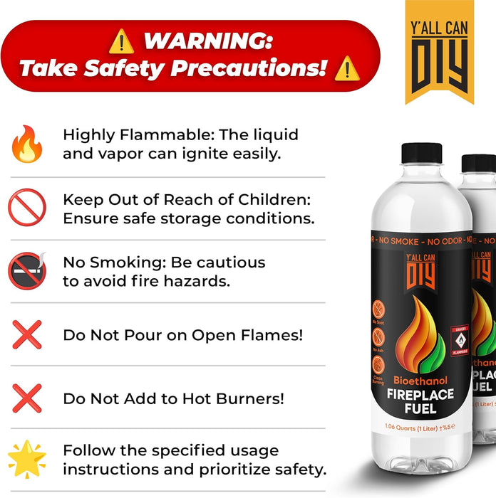 Bioethanol Fireplace Fuel 1 Liter - Bio Ethanol Fuel for Table Top Fire Pit, Renewable Ethanol Fire Pit Fuel Burners, Clean Burning, Odorless, and Smokeless Bioethanol Fuel for Tabletop Fireplaces
