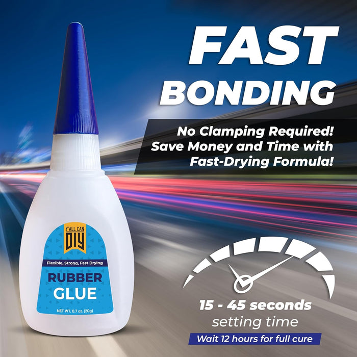 Y'allCanDiy Super Glue for Rubber - Cyanoacrylate Based Adhesive for RC Tires, Seals , Gaskets, Soles, Hose, Mat & Neoprene, Automotive Parts Repair. Heavy Duty, Waterproof
