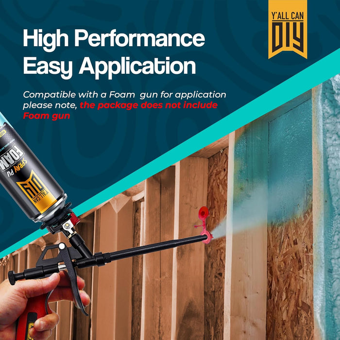 Y’allCanDiy Spray Foam Insulation Kit (18 Pack) – Expanding Foam Sealant for Thermal & Acoustic Insulation – Closed-Cell, High R-Value 5.66, Covers up to 360 Board feet/sq. ft., Seals Gaps & Cracks