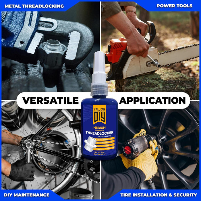 2 Pk x 1.69 fl.oz. Medium-Strength Blue Threadlocker for Nuts, Bolts & Fasteners, Removable Lock Tight, Ensure Ultimate Thread Lock, Anaerobic Locktight 243 Thread Locker Screw Glue