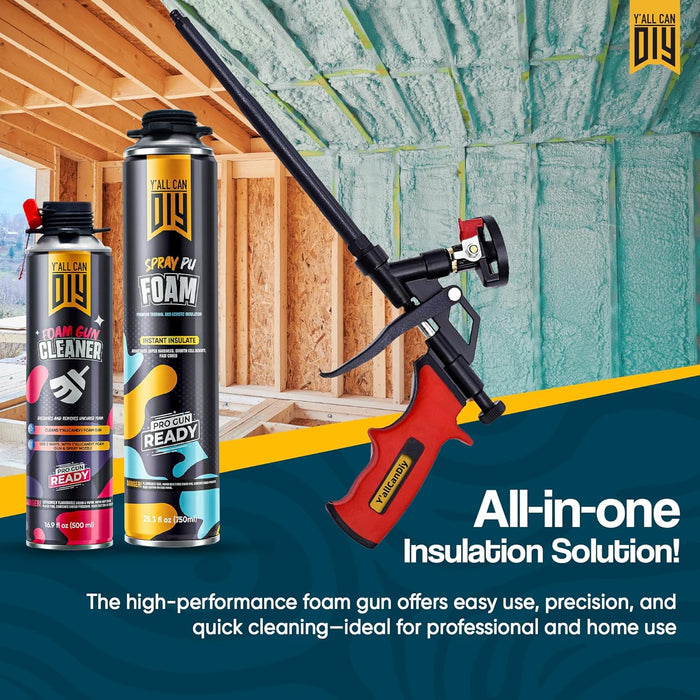 Y’allCanDiy Spray Foam Insulation Kit (18 Pack) – Expanding Foam Sealant for Thermal & Acoustic Insulation – Closed-Cell, High R-Value 5.66, Covers up to 360 Board feet/sq. ft., Seals Gaps & Cracks